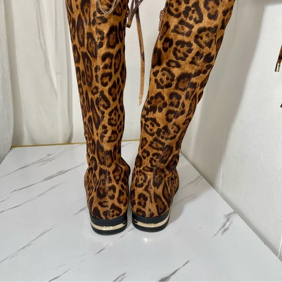 Shoe Dazzle Leopard Print Over the Knee Boots Size 9.5 M - Picture 7 of 14